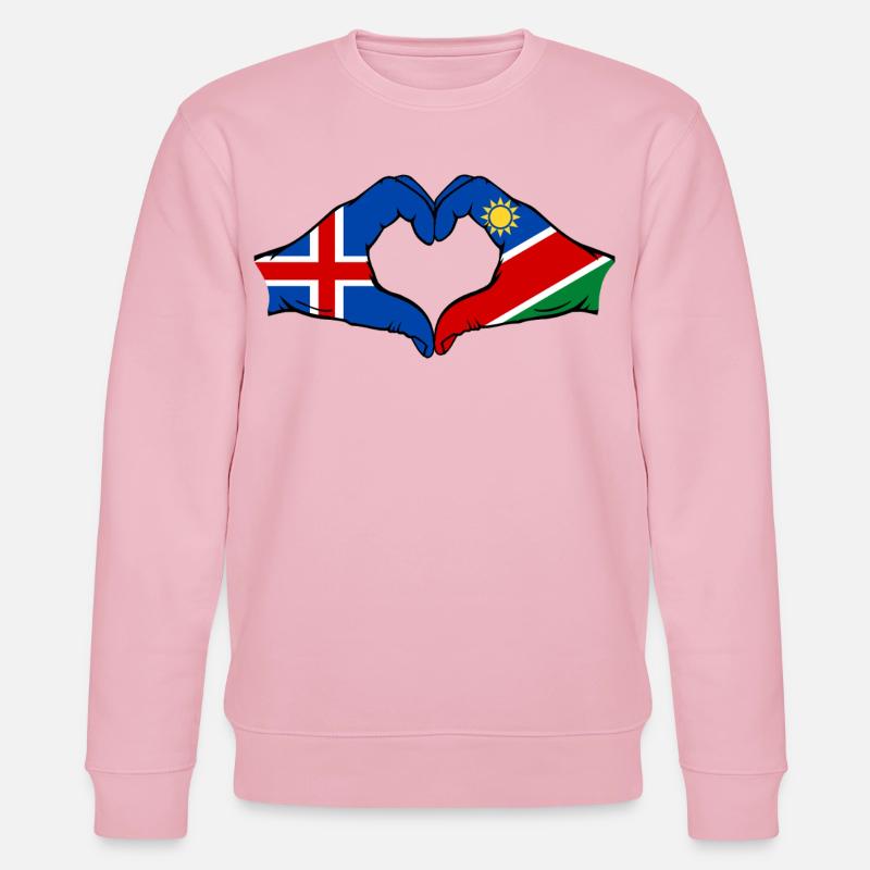 Island_Namibia_Flagge_Hände_Herzform - Stanley/Stella Unisex Bio-Sweatshirt CHANGER  - Hellrosa