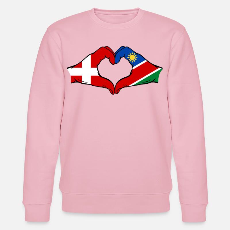 Dänemark Namibia Flagge Herz - Stanley/Stella Unisex Bio-Sweatshirt CHANGER  - Hellrosa