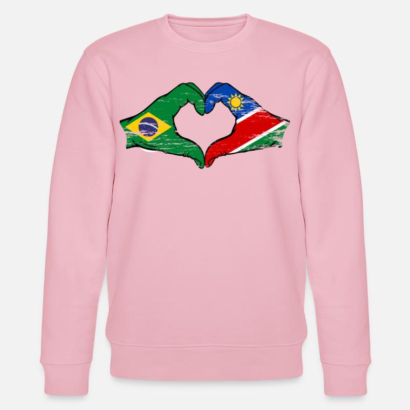 Brazil Namibia Flag Hands Heart Shape - Stanley/Stella CHANGER Unisex Organic Sweatshirt - cotton pink