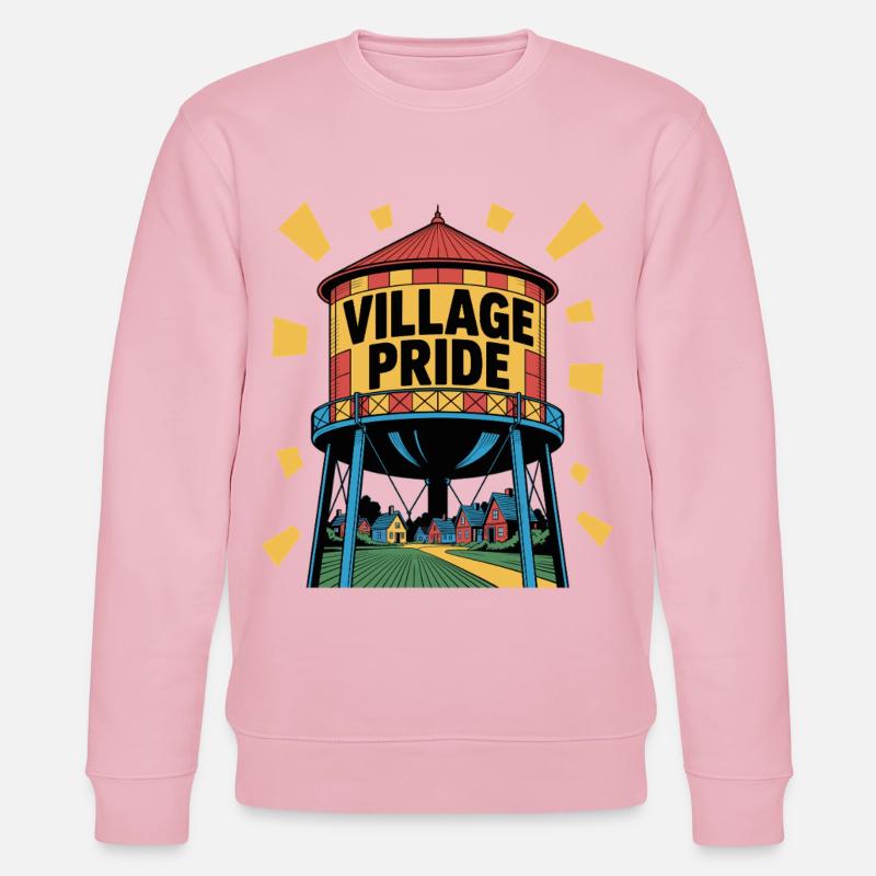 Pop Art Wasserturm Buntes Dorfdesign - Stanley/Stella Unisex Bio-Sweatshirt CHANGER  - Hellrosa