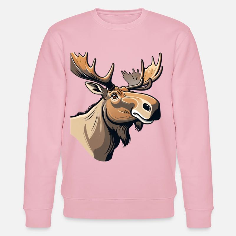 Ausdrucksstarker Elch mit charakteristischem Blick - Stanley/Stella Unisex Bio-Sweatshirt CHANGER  - Hellrosa