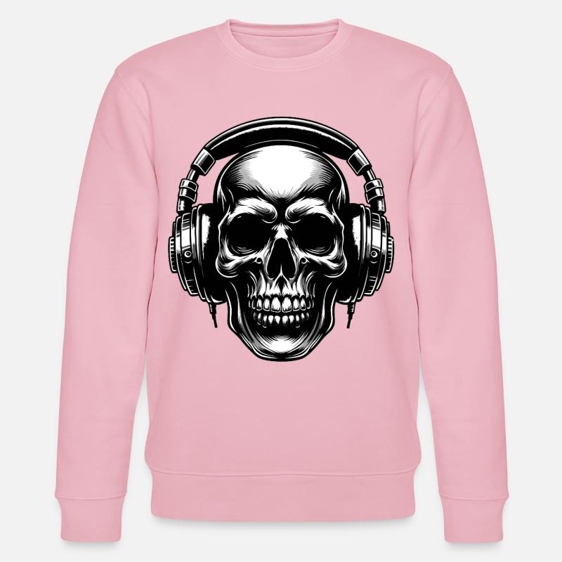Skull mit Kopfhörern Blickfang Design - Stanley/Stella Unisex Bio-Sweatshirt CHANGER  - Hellrosa