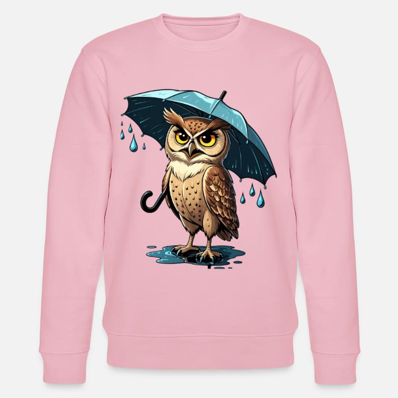 Kraftvoller Eulenregen mit Regenschirm - Stanley/Stella Unisex Bio-Sweatshirt CHANGER  - Hellrosa