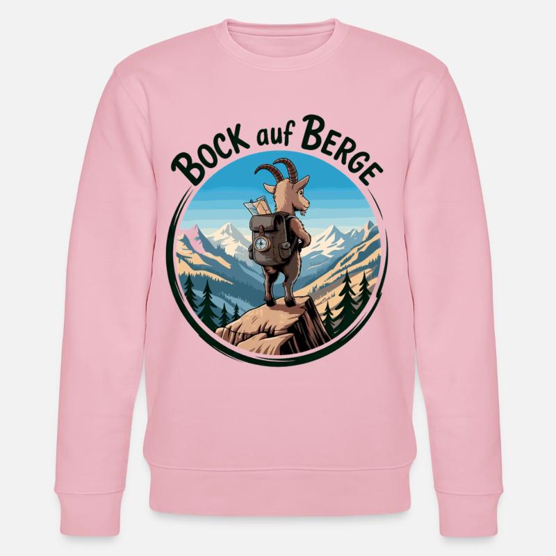 Bergsteiger Ziege auf dem Gipfel - Stanley/Stella Unisex Bio-Sweatshirt CHANGER  - Hellrosa
