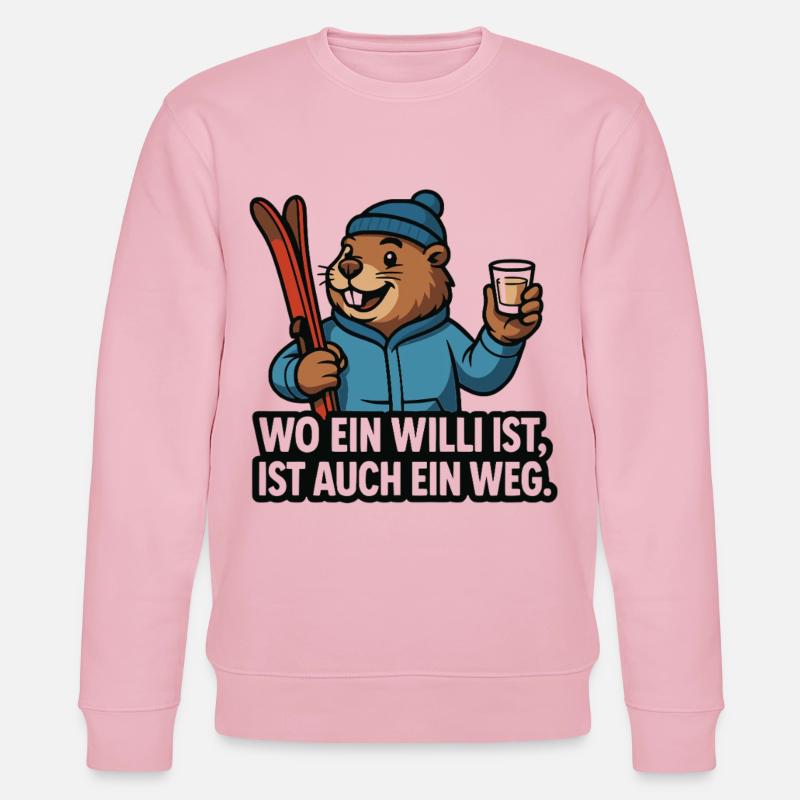 Ski Murmeltier Willi Spruch - Stanley/Stella Unisex Bio-Sweatshirt CHANGER  - Hellrosa
