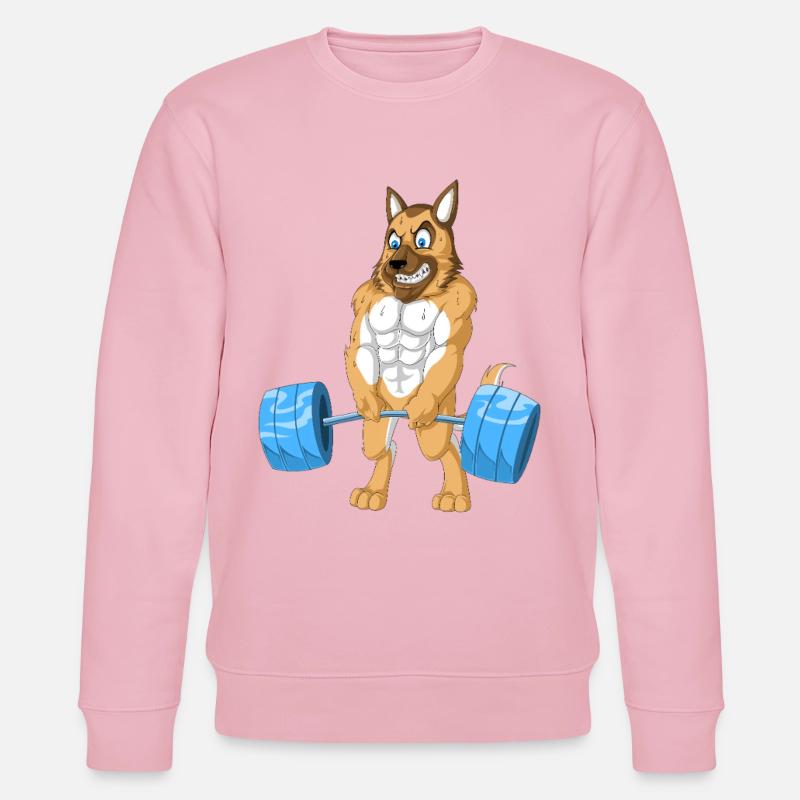 Deutscher Schäferhund Gewichtheben - Stanley/Stella Unisex Bio-Sweatshirt CHANGER  - Hellrosa