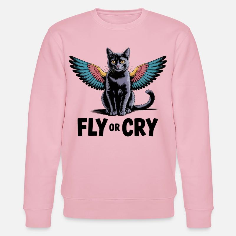 Fliege oder rufe Katze - Stanley/Stella Unisex Bio-Sweatshirt CHANGER  - Hellrosa