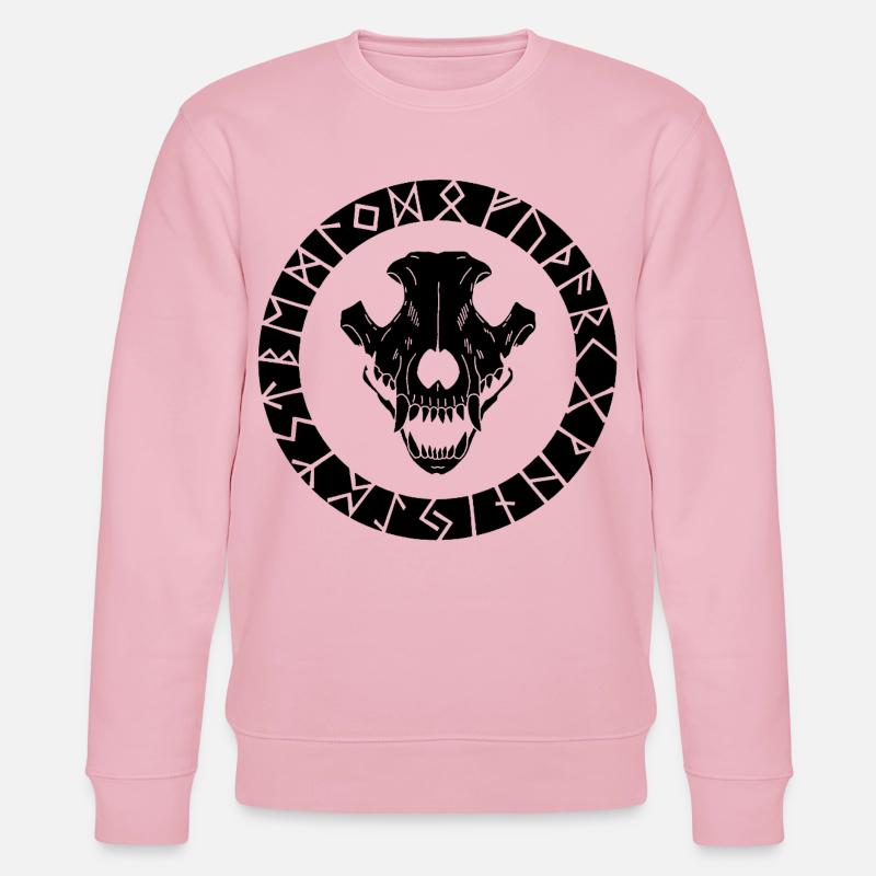 Schwarzer Wikinger Wolf Schädel - Stanley/Stella Unisex Bio-Sweatshirt CHANGER  - Hellrosa