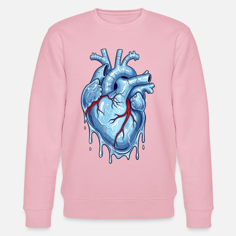 Blauer Neon Herz mit Wasser-Effekt - Stanley/Stella Unisex Bio-Sweatshirt CHANGER  - Hellrosa