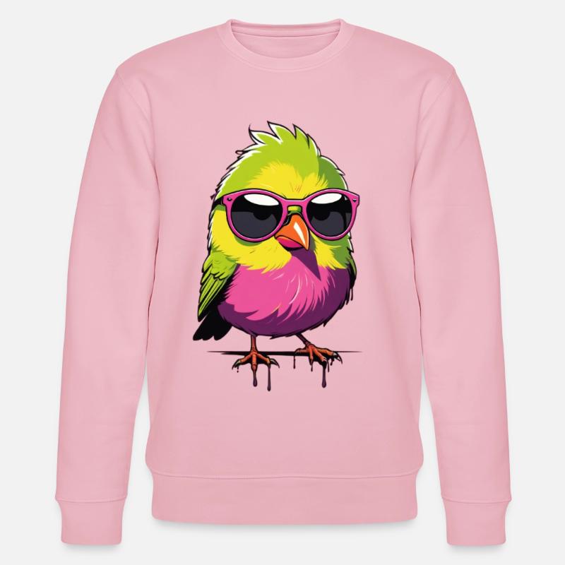 Bunter Vogel mit Sonnenbrille - Stanley/Stella Unisex Bio-Sweatshirt CHANGER  - Hellrosa