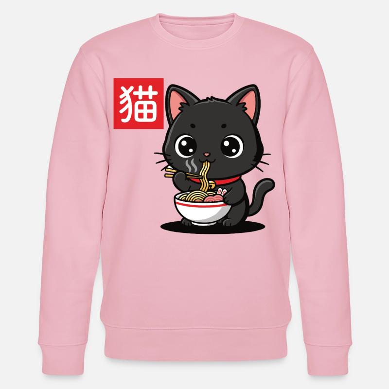Kätzchen Isst Ramen Illustration - Stanley/Stella Unisex Bio-Sweatshirt CHANGER - Hellrosa
