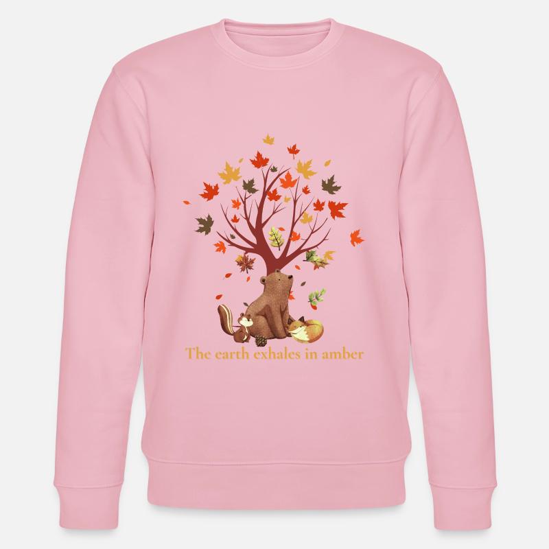 Waldtiere mit Herbstbaum und Spruch - Stanley/Stella Unisex Bio-Sweatshirt CHANGER  - Hellrosa