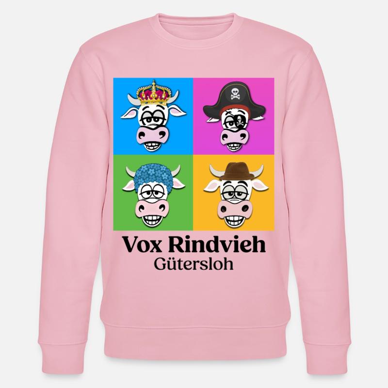 Kuhquartett-VR mit Text - Stanley/Stella Unisex Bio-Sweatshirt CHANGER  - Hellrosa
