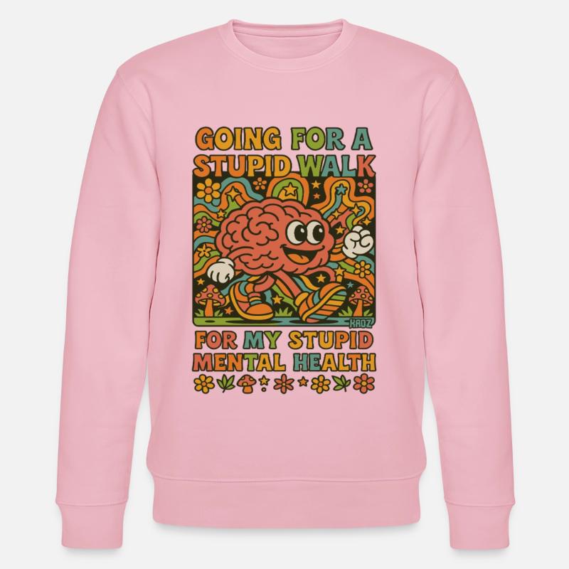 Stupid Walking Brain Retro Psychedelisch - Stanley/Stella Unisex Bio-Sweatshirt CHANGER  - Hellrosa