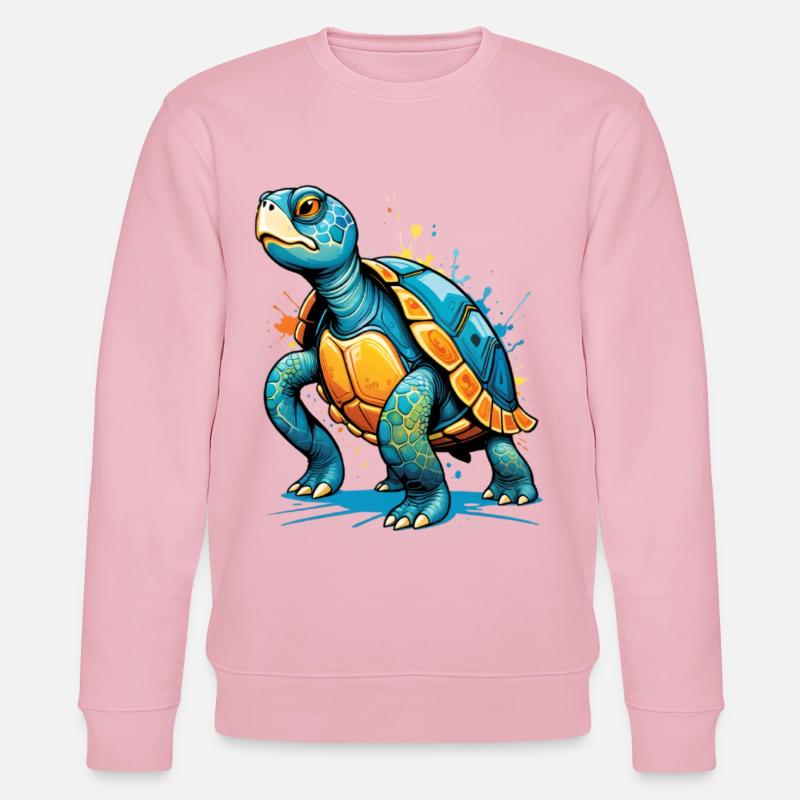 Farbige Schildkröte Illustration mit Spritzern - Stanley/Stella Unisex Bio-Sweatshirt CHANGER - Hellrosa