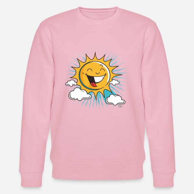 Lächelnde Sonne mit Wolkenburst - Stanley/Stella Unisex Bio-Sweatshirt CHANGER  - Hellrosa
