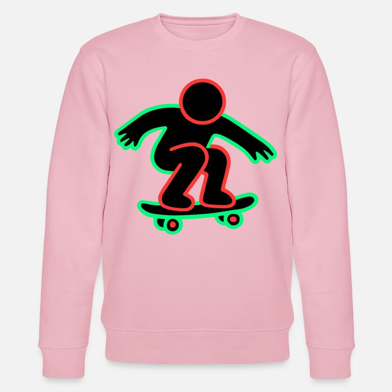 Dessin au trait de skateboarder néon - Sweat bio CHANGER Stanley/Stella Unisexe - rose pâle