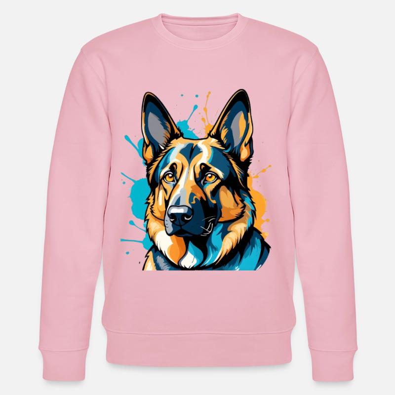 Lebendiger Schäferhund Farbexplosion - Stanley/Stella Unisex Bio-Sweatshirt CHANGER  - Hellrosa