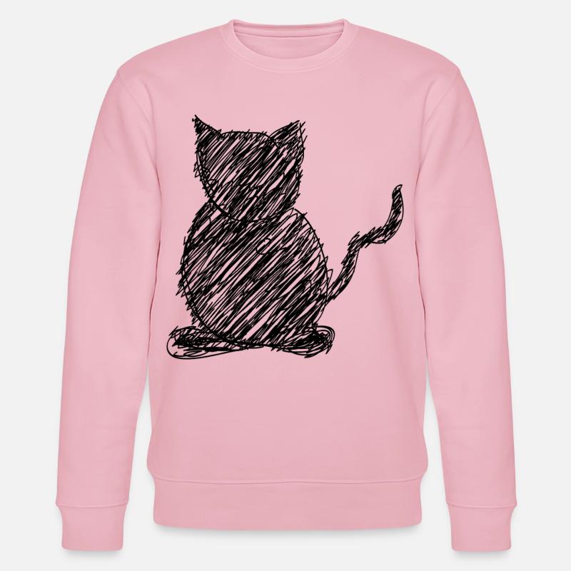 Katze Scribble Zeichnung Tier Geschenk - Stanley/Stella Unisex Bio-Sweatshirt CHANGER  - Hellrosa