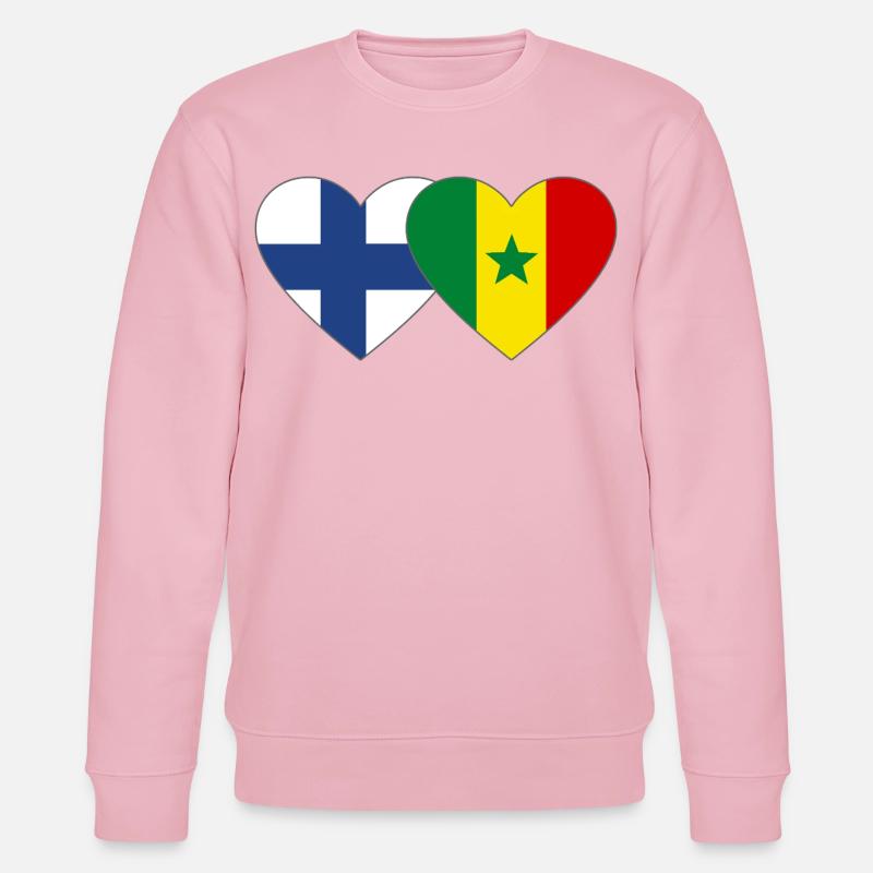 Finnland Senegal Flagge Herz - Stanley/Stella Unisex Bio-Sweatshirt CHANGER  - Hellrosa