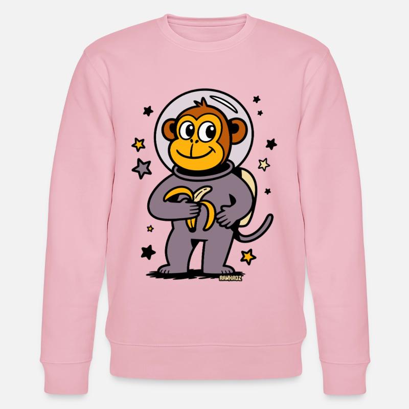 Raketen Affe Astronaut mit Banane - Stanley/Stella Unisex Bio-Sweatshirt CHANGER  - Hellrosa