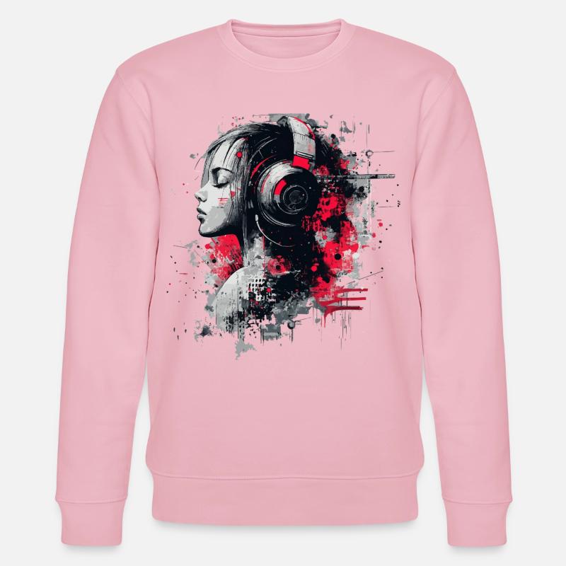 DJ Lady – Urban Art Kopfhörer - Stanley/Stella Unisex Bio-Sweatshirt CHANGER - Hellrosa