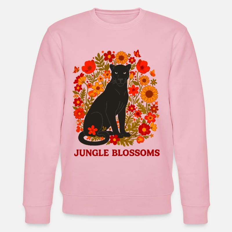 Panthère Noire et Jungle Fleurs botanique - Sweat bio CHANGER Stanley/Stella Unisexe - rose pâle