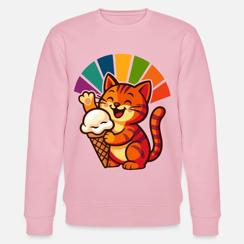 Regenbogen Katze Eisbecher Freude - Stanley/Stella Unisex Bio-Sweatshirt CHANGER  - Hellrosa