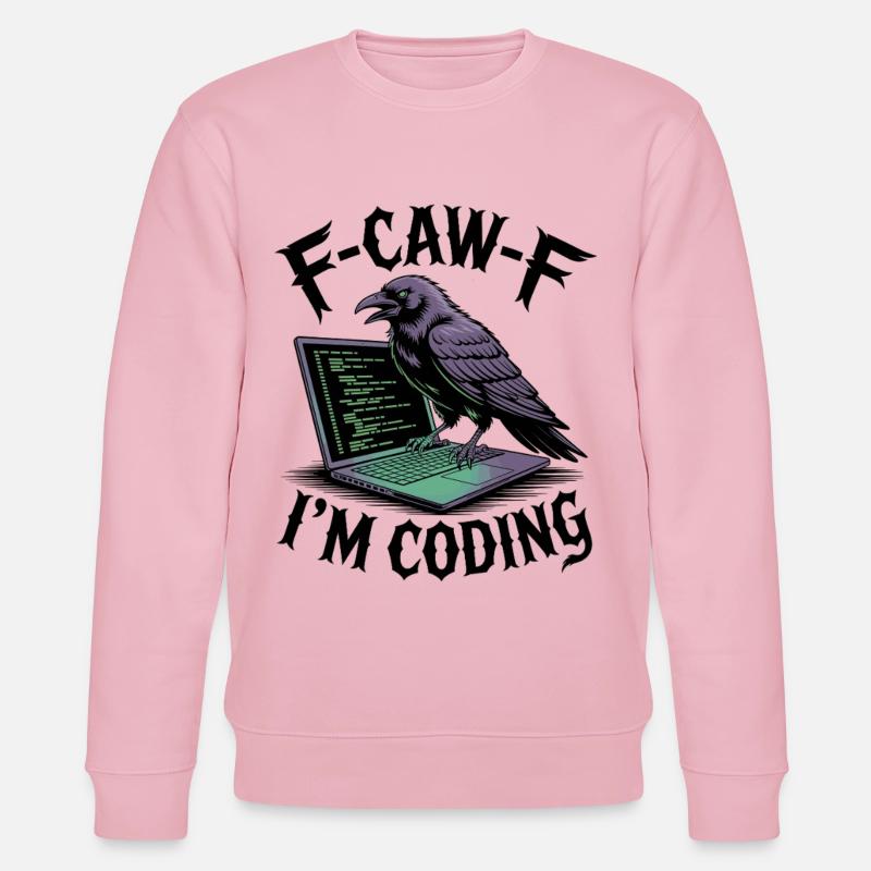 RabenCoder: Code Raven on the laptop - Stanley/Stella CHANGER Unisex Organic Sweatshirt - cotton pink