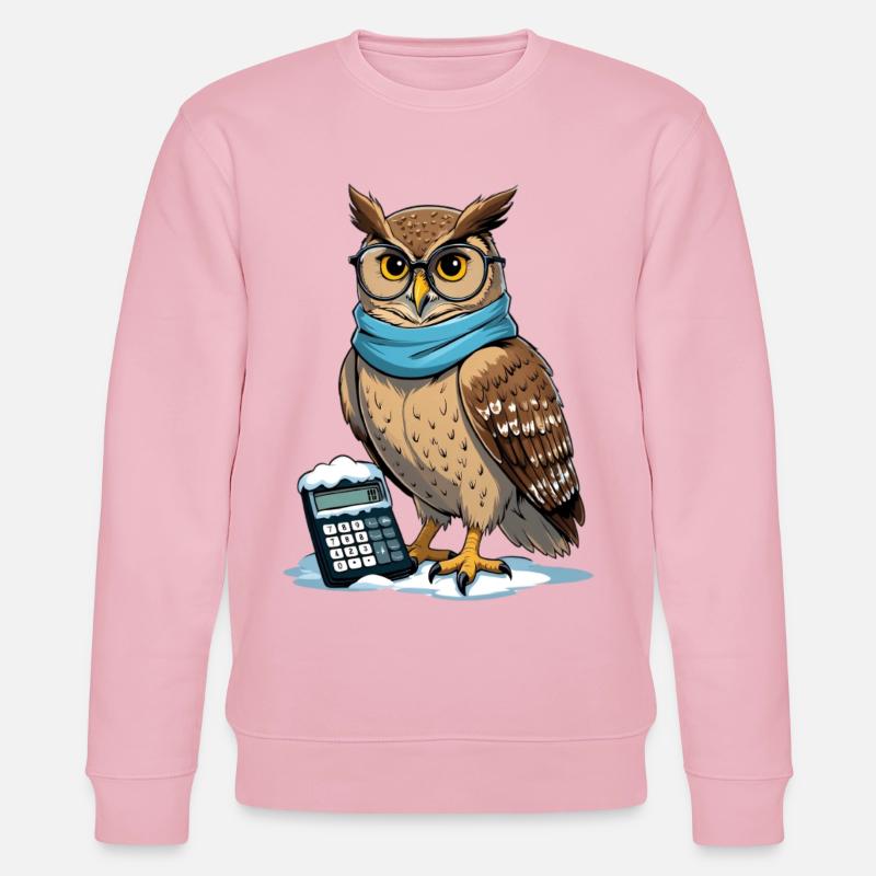 Hibou d’hiver avec lunettes et écharpe - Sweat bio CHANGER Stanley/Stella Unisexe - rose pâle