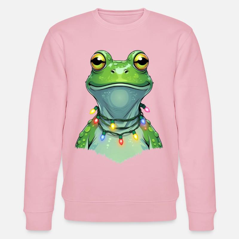 Lichterfrosch mit Weihnachtskette - Stanley/Stella Unisex Bio-Sweatshirt CHANGER  - Hellrosa