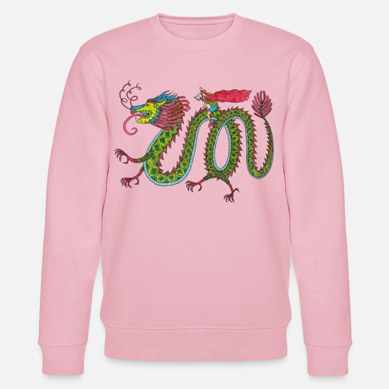 Drache mit lesendem Reiter - Stanley/Stella Unisex Bio-Sweatshirt CHANGER  - Hellrosa