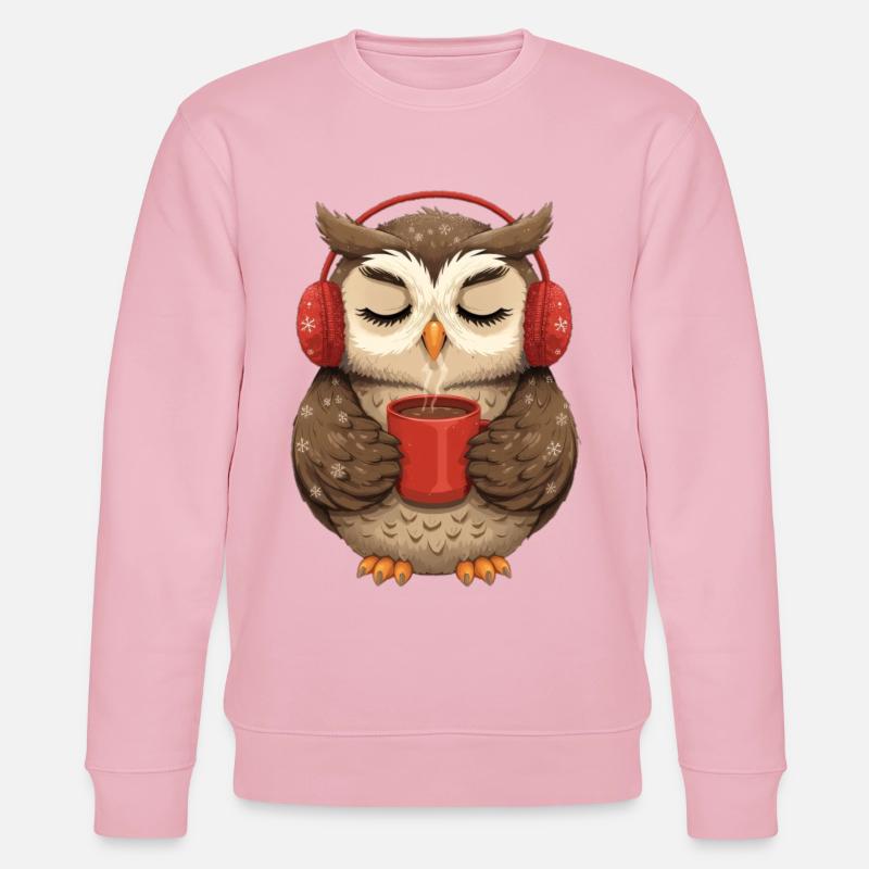 Kuscheleule mit Kopfhörern und Kaffee - Stanley/Stella Unisex Bio-Sweatshirt CHANGER - Hellrosa
