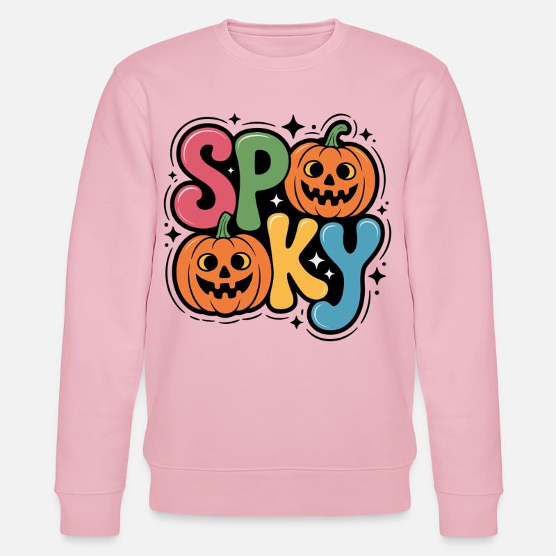 Lettrage pop citrouille effrayant - Sweat bio CHANGER Stanley/Stella Unisexe - rose pâle