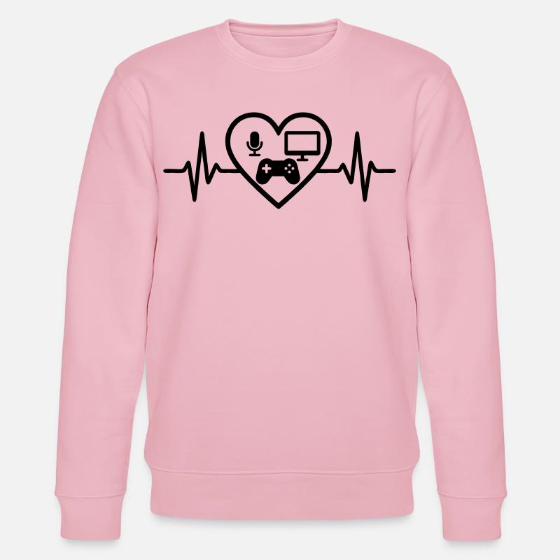 Streaming Gamer Herz Mikro Bildschirm Controller - Stanley/Stella Unisex Bio-Sweatshirt CHANGER  - Hellrosa