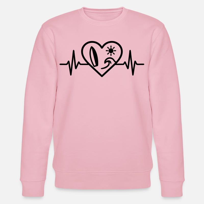 Surf Herz Welle Brett Sonne - Stanley/Stella Unisex Bio-Sweatshirt CHANGER  - Hellrosa