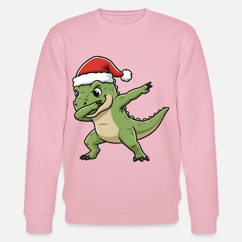 Weihnachts T-Rex Dab - Stanley/Stella Unisex Bio-Sweatshirt CHANGER  - Hellrosa