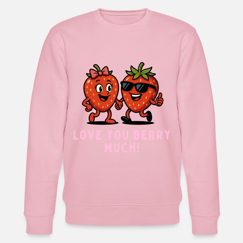 Berry Duo Erdbeeren Obst Früchte Karikatur  - Stanley/Stella Unisex Bio-Sweatshirt CHANGER  - Hellrosa