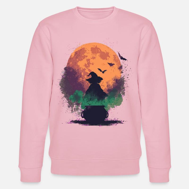 Halloween Hexe im Mondschein - Stanley/Stella Unisex Bio-Sweatshirt CHANGER  - Hellrosa