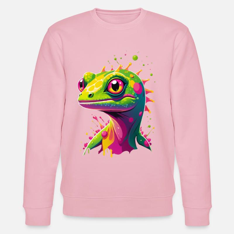 Bunte Echse Neon-Splash - Stanley/Stella Unisex Bio-Sweatshirt CHANGER  - Hellrosa