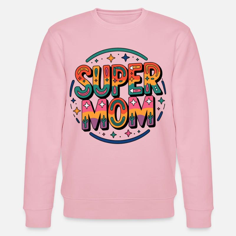 Super Mom Retro Rainbow - Stanley/Stella Unisex Bio-Sweatshirt CHANGER  - Hellrosa