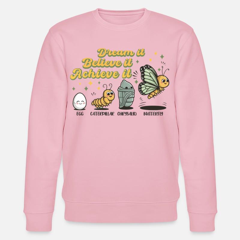 Chenille Butterfly School Evolution Gift - Stanley/Stella CHANGER Unisex Organic Sweatshirt - cotton pink