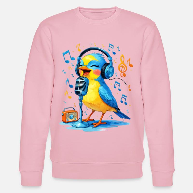 Karaoke Vogel mit Kopfhörern - Stanley/Stella Unisex Bio-Sweatshirt CHANGER  - Hellrosa