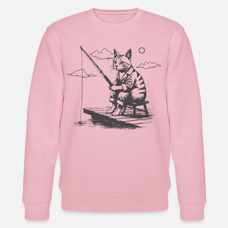 Nächtlicher Katzenangler - Stanley/Stella Unisex Bio-Sweatshirt CHANGER - Hellrosa