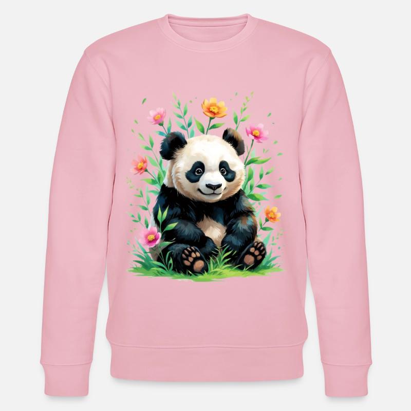 Panda im Blütenwald - Stanley/Stella Unisex Bio-Sweatshirt CHANGER - Hellrosa