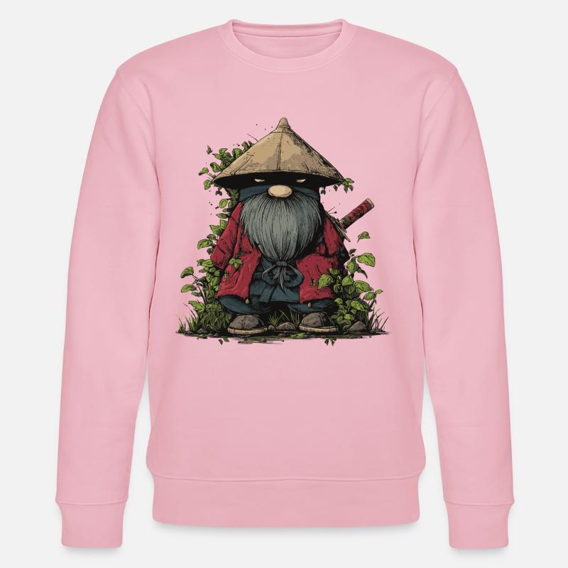 Lustiger Ninja-Gartenzwerg mit Schwert - Stanley/Stella Unisex Bio-Sweatshirt CHANGER  - Hellrosa