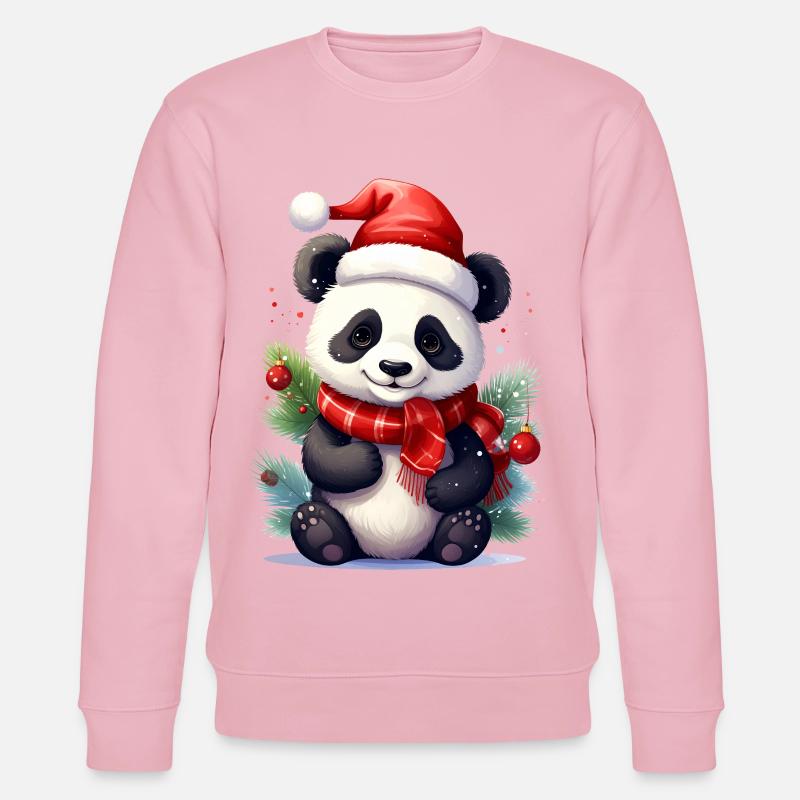 Mignon panda de Noël avec écharpe - Sweat bio CHANGER Stanley/Stella Unisexe - rose pâle