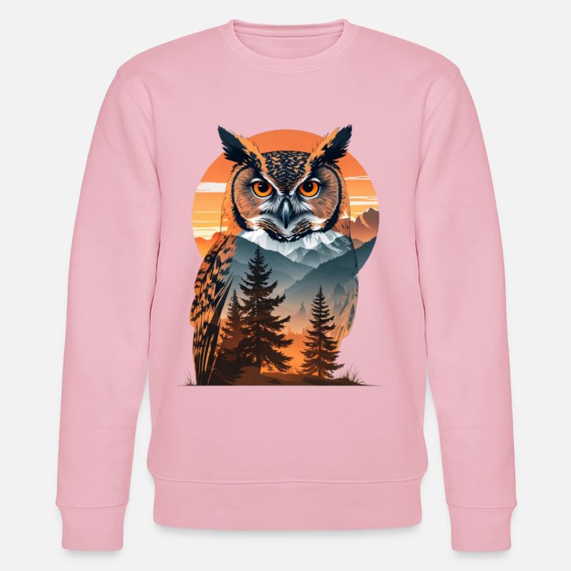 Weise Eule im Abendlicht - Stanley/Stella Unisex Bio-Sweatshirt CHANGER  - Hellrosa