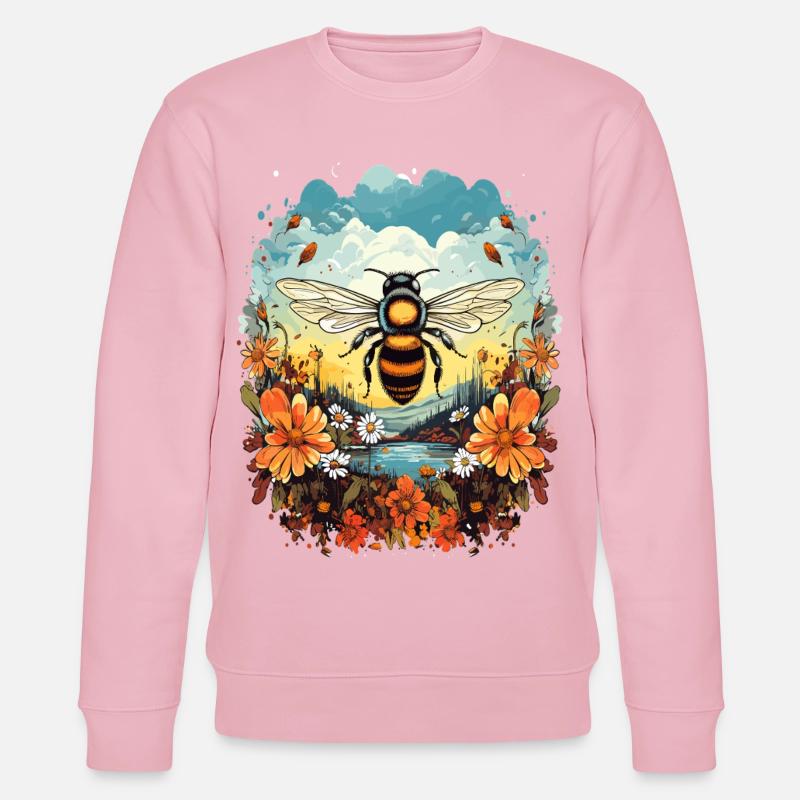 Bienenlicht über Blütenwiese - Stanley/Stella Unisex Bio-Sweatshirt CHANGER - Hellrosa