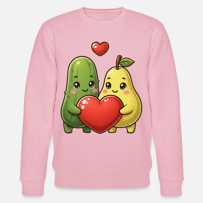 Herzen, Obst, Gurke, Birne - Stanley/Stella Unisex Bio-Sweatshirt CHANGER  - Hellrosa